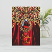 Exotische Verjaardag Rijk Rood Goud Juweel Vlinder Kaart (Staand voorkant)