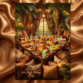 Exotische verjaardagsjungle dierprint themafeest kaart