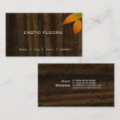 Exotische Visitekaartje van hout met herfstblad (Voorkant / Achterkant)