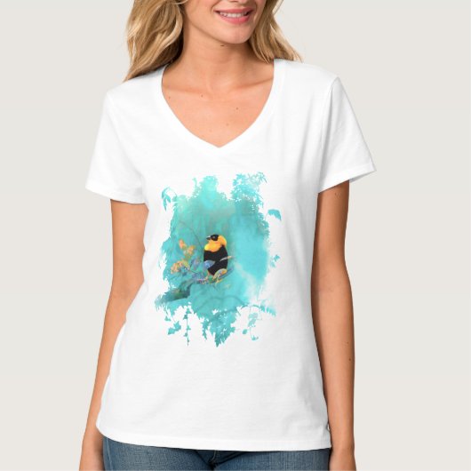 Exotische vogel "SONG ON THE WIND" T-shirt (Voorkant)