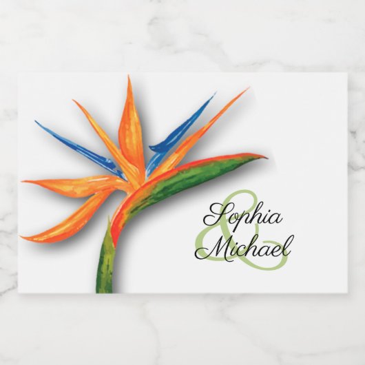 Exotische vogel van de Paradise Waterverf Wedding  Sparkling Wijnetiket (Enkel label)