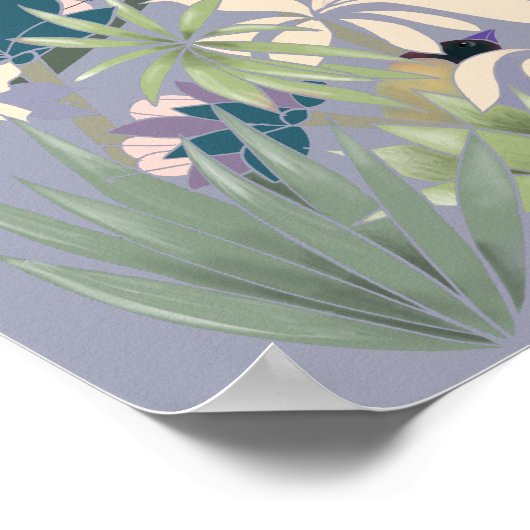 Exotische vogelbloemen abstracte tuinkunst poster (Hoek)