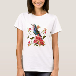 Exotische vogels, bloemen, granaatappel. t-shirt