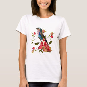 Exotische vogels, bloemen, granaatappel. t-shirt