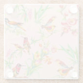 Exotische vogels:  bloemnaadloos. glazen onderzetter (Achterkant)