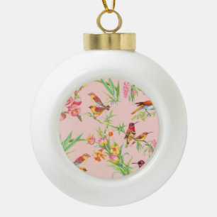 Exotische vogels: bloemnaadloos. keramische bal ornament