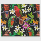 exotische vogels en mooie bloemen cadeaupapier (Vlak)