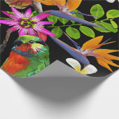 exotische vogels en mooie bloemen cadeaupapier (Hoek)