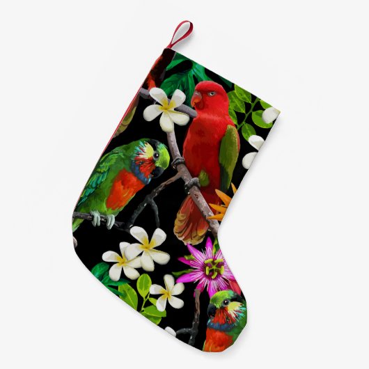 exotische vogels en mooie bloemen kleine kerstsok (Voorkant (Hangend))