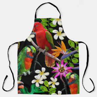 exotische vogels en mooie bloemen schort