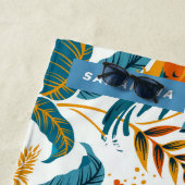 Exotische vogels en patroon van tropische bladeren strandlaken (In situ)