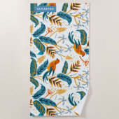 Exotische vogels en patroon van tropische bladeren strandlaken (Voorkant)