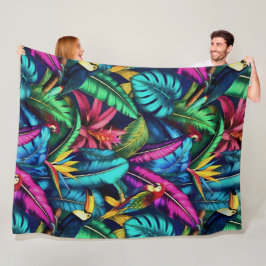 Exotische Vogels Jungle Droom Naadloos Oppervlakte Fleece Deken