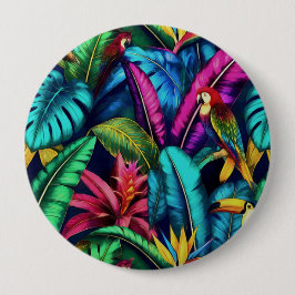 Exotische Vogels Jungle Droom Naadloos Oppervlakte Ronde Button 4,0 Cm