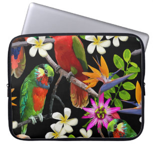 Exotische Vogels Mooie Bloemen Patroon Laptop Sleeve