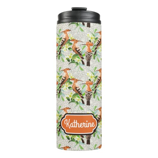 Exotische vogels op hun plaats | Jouw namen toevoe Thermosbeker (Voorkant)