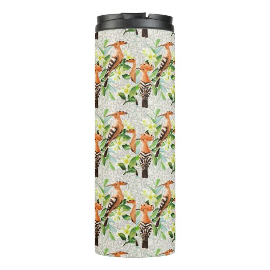 Exotische vogels op hun plaats | Jouw namen toevoe Thermosbeker (Achterkant)