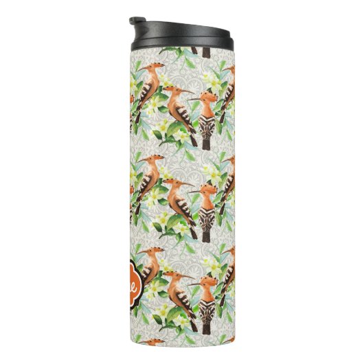 Exotische vogels op hun plaats | Jouw namen toevoe Thermosbeker (Geroteerd rechts)