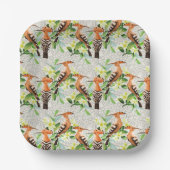 Exotische vogels op hun plaats papieren bordje (Voorkant)