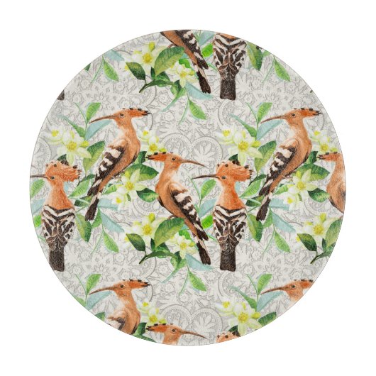 Exotische vogels op hun plaats snijplank (Voorkant)