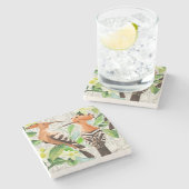 Exotische vogels op hun plaats stenen onderzetter (Zijkant)