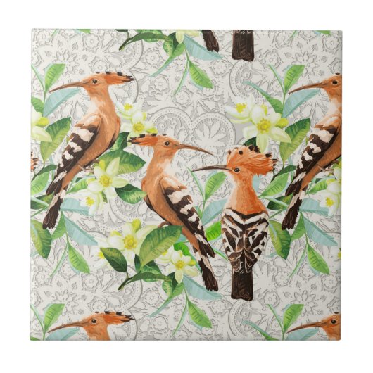Exotische vogels op hun plaats tegeltje (Voorkant)
