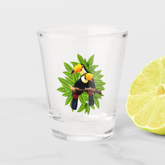 Exotische vogels shot glas (Voorkant)