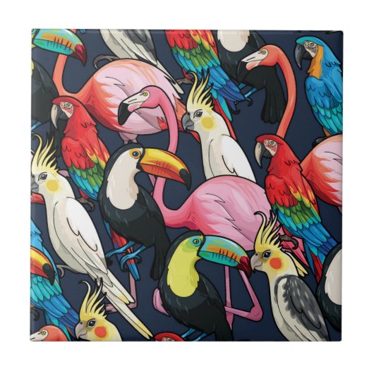 Exotische vogels tegeltje (Voorkant)