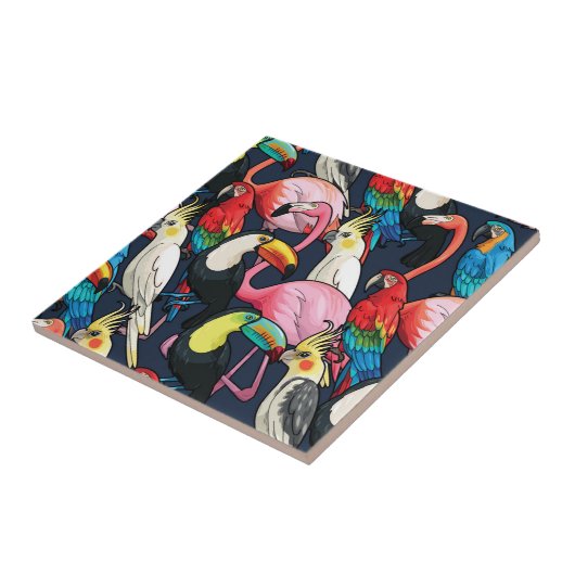 Exotische vogels tegeltje (Zijkant)