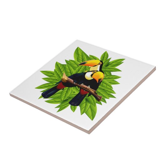 Exotische vogels tegeltje (Zijkant)