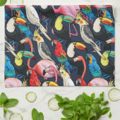 Exotische vogels theedoek (Gevouwen)