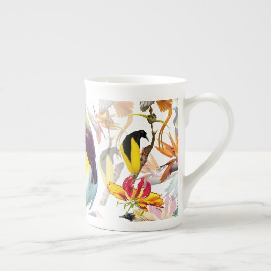 Exotische vogels van de Waterverf Paradise en Flow Porselein Kop (Rechts)