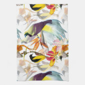 Exotische vogels van de Waterverf Paradise en Flow Theedoek (Verticaal)