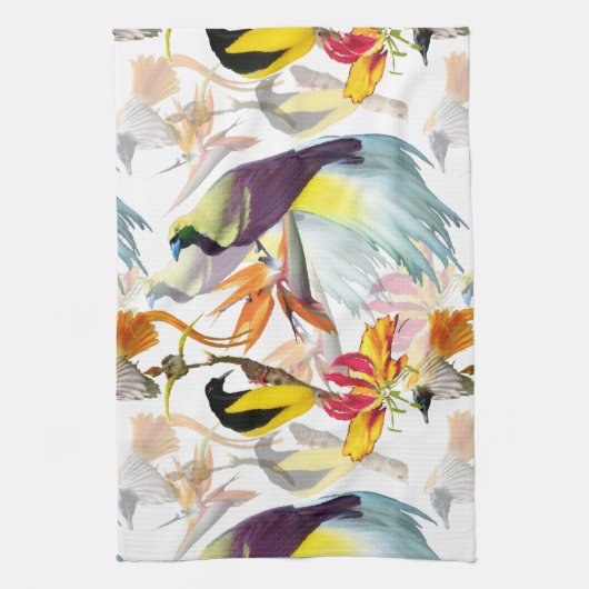 Exotische vogels van de Waterverf Paradise en Flow Theedoek (Verticaal)