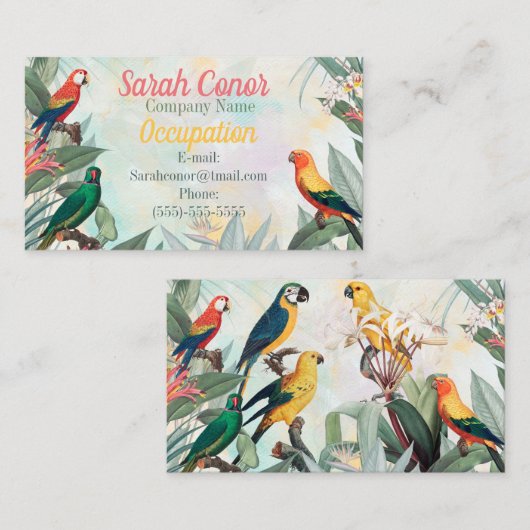 Exotische vogels visitekaartje (Voorkant / Achterkant)