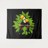 Exotische Vogels Zwart Wandkleed (Voorkant (horizontaal))