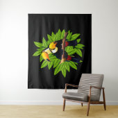Exotische Vogels Zwart Wandkleed (In situ)