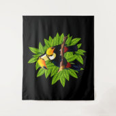 Exotische Vogels Zwart Wandkleed (Voorkant)