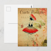  exotische vrouw Ballet Dancer Floral frans Briefkaart (Voorkant / Achterkant)