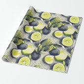 Exotische vruchten Halftone Cadeaupapier (Uitgerold)