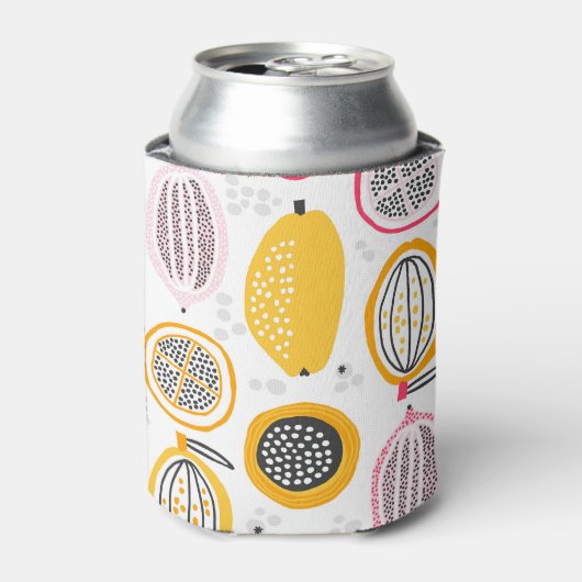 Exotische vruchten Hand-getrokken: Zomer Blikjeskoeler (Blikje Voorkant)