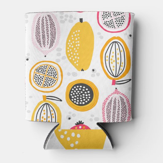 Exotische vruchten Hand-getrokken: Zomer Blikjeskoeler (Voorkant)