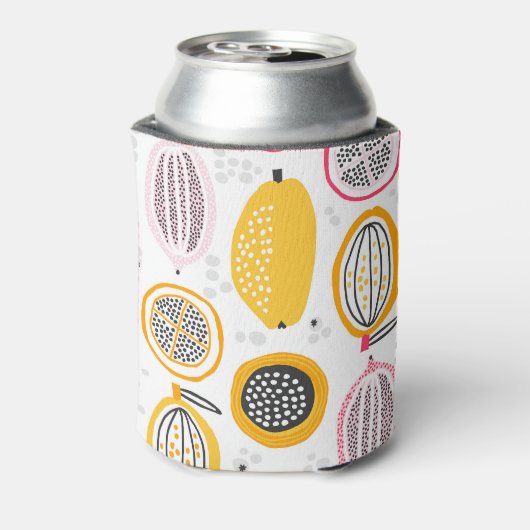 Exotische vruchten Hand-getrokken:  Zomer Blikjeskoeler (Blikje Achterkant)