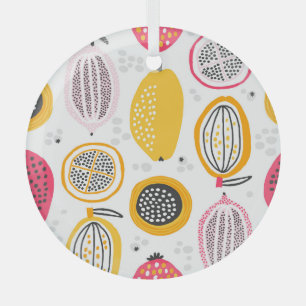 Exotische vruchten Hand-getrokken:  Zomer Glas Ornament