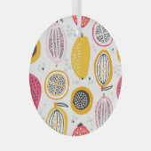 Exotische vruchten Hand-getrokken:  Zomer Glas Ornament (Voorkant Rechts)