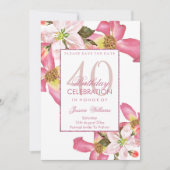 Exotische Waterverf Flowers 40th Birthday Party Save The Date (Voorkant)