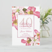 Exotische Waterverf Flowers 40th Birthday Party Save The Date (Staand voorkant)