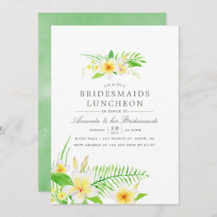 Exotische Waterverf Frangipani Bridesmaids Luncheo Kaart