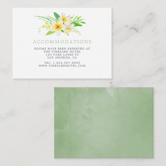 Exotische Waterverf Frangipani bruiloft accommodat Informatiekaartje (Voorkant / Achterkant)