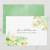 Exotische Waterverf Frangipani Floral Wedding Bedankkaart (Voorkant / Achterkant)